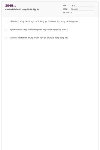 Chính tả (Tuần 12 trang 79-80 Tập 1)