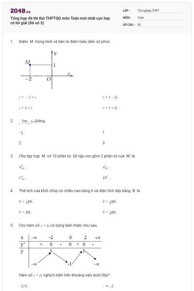 Tổng hợp đề thi thử THPTQG môn Toán mới nhất cực hay có lời giải (Đề số 3)