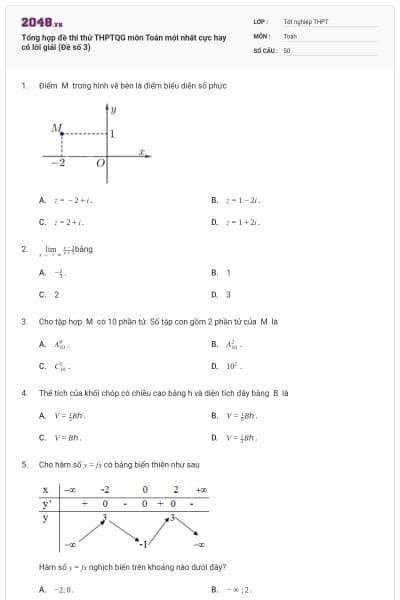 Tổng hợp đề thi thử THPTQG môn Toán mới nhất cực hay có lời giải (Đề số 3)