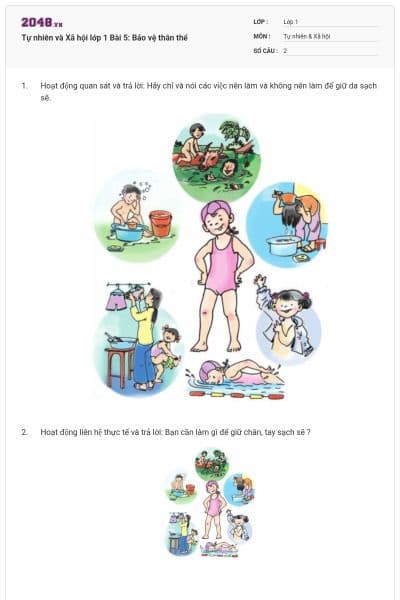 Tự nhiên và Xã hội lớp 1 Bài 5: Bảo vệ thân thể