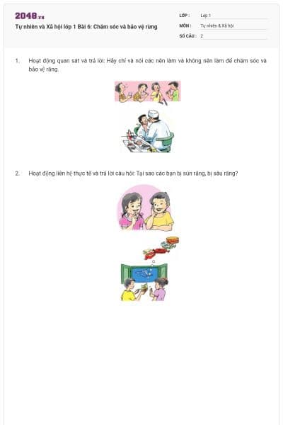 Tự nhiên và Xã hội lớp 1 Bài 6: Chăm sóc và bảo vệ rừng