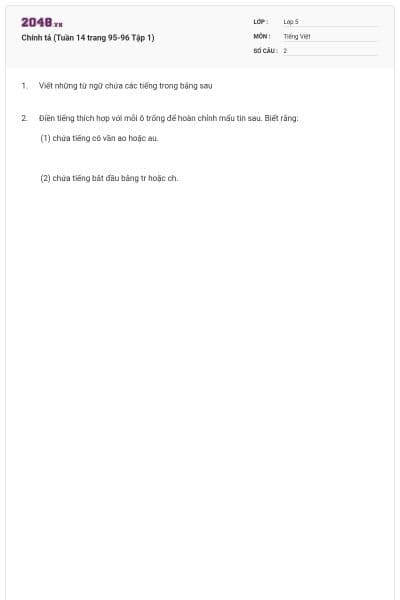 Chính tả (Tuần 14 trang 95-96 Tập 1)