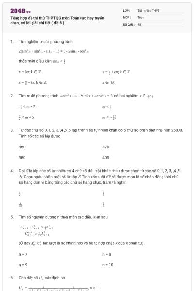 Tổng hợp đề thi thử THPTQG môn Toán cực hay tuyển chọn, có lời giải chi tiết ( đề 6 )