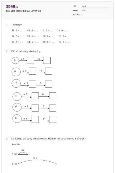 Giải VBT Toán 3 Bài 23: Luyện tập