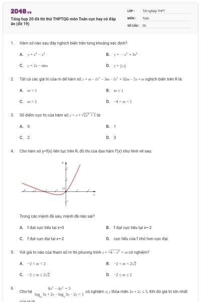 Tổng hợp 20 đề thi thử THPTQG môn Toán cực hay có đáp án (đề 19)