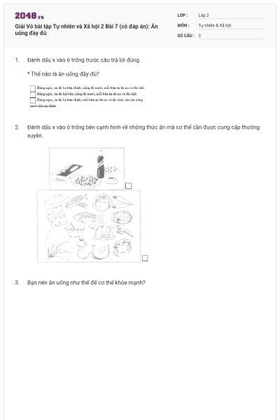 Giải Vở bài tập Tự nhiên và Xã hội 2 Bài 7 (có đáp án): Ăn uống đầy đủ