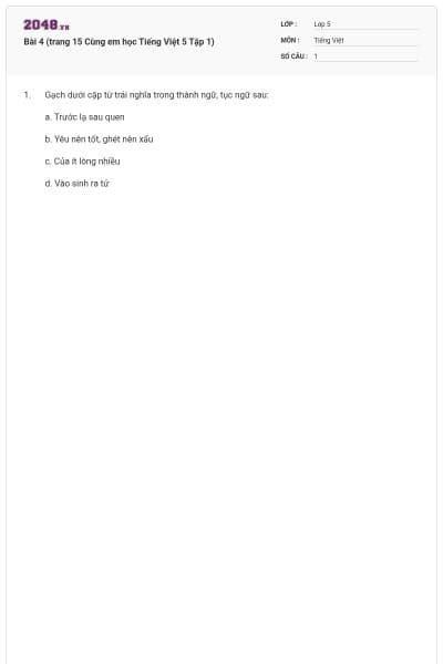 Bài 4 (trang 15 Cùng em học Tiếng Việt 5 Tập 1)