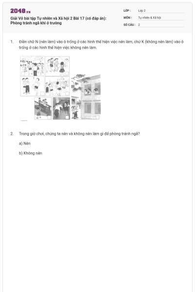 Giải Vở bài tập Tự nhiên và Xã hội 2 Bài 17 (có đáp án): Phòng tránh ngã khi ở trường
