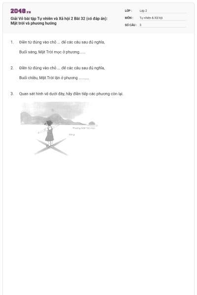 Giải Vở bài tập Tự nhiên và Xã hội 2 Bài 32 (có đáp án): Mặt trời và phương hướng