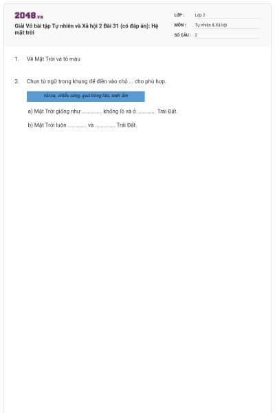 Giải Vở bài tập Tự nhiên và Xã hội 2 Bài 31 (có đáp án): Hệ mặt trời
