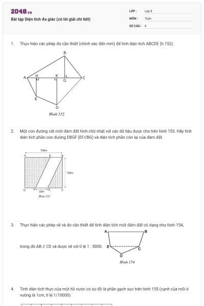 Bài tập Diện tích đa giác (có lời giải chi tiết)
