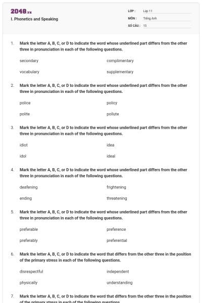 I. Phonetics and Speaking