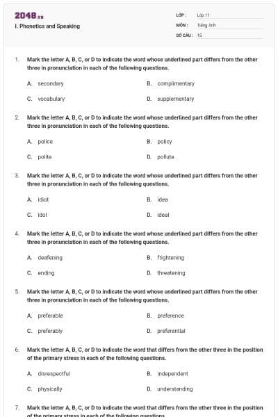 I. Phonetics and Speaking