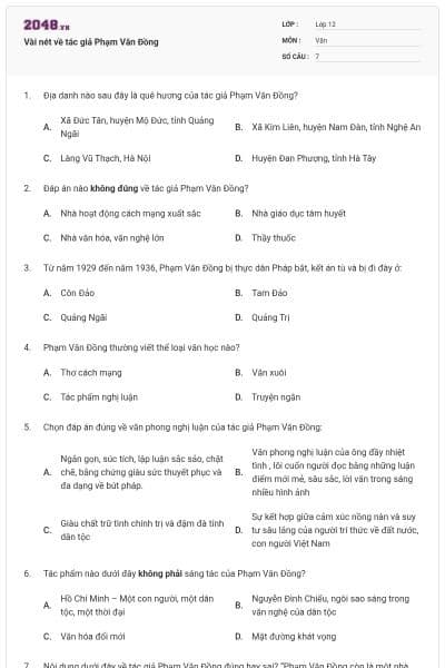 Vài nét về tác giả Phạm Văn Đồng