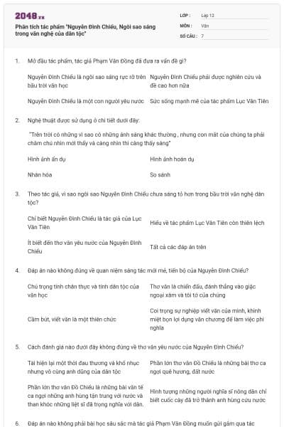 Phân tích tác phẩm "Nguyễn Đình Chiểu, Ngôi sao sáng trong văn nghệ của dân tộc"