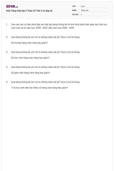 Giải Tiếng Việt lớp 5 Tuần 35 Tiết 3 có đáp án