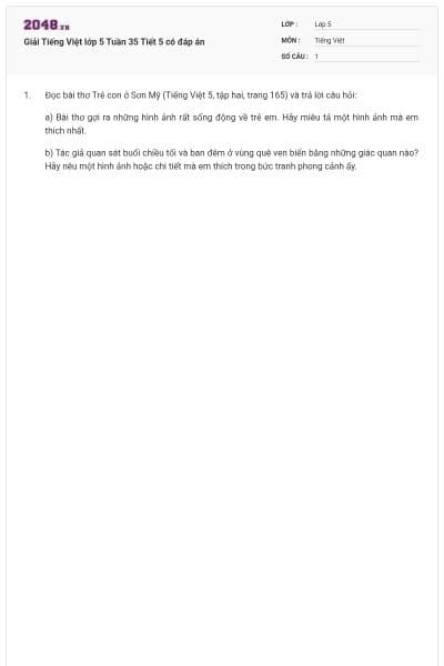 Giải Tiếng Việt lớp 5 Tuần 35 Tiết 5 có đáp án