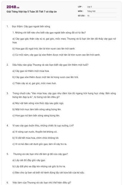 Giải Tiếng Việt lớp 5 Tuần 35 Tiết 7 có đáp án