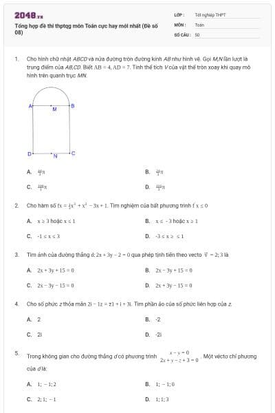 Tổng hợp đề thi thptqg môn Toán cực hay mới nhất (Đề số 08)