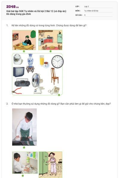 Giải bài tập SGK Tự nhiên và Xã hội 2 Bài 12 (có đáp án): Đồ dùng trong gia đình