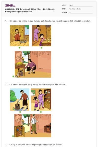 Giải bài tập SGK Tự nhiên và Xã hội 2 Bài 14 (có đáp án): Phòng tránh ngộ độc khi ở nhà