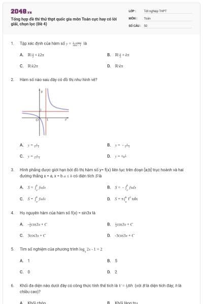Tổng hợp đề thi thử thpt quốc gia môn Toán cực hay có lời giải, chọn lọc (Đề 4)