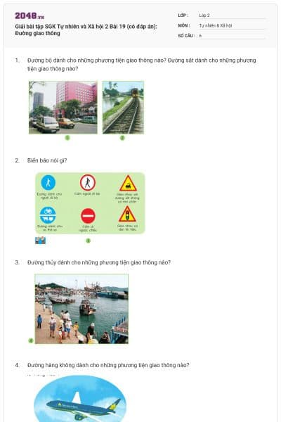 Giải bài tập SGK Tự nhiên và Xã hội 2 Bài 19 (có đáp án): Đường giao thông