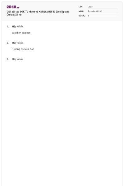 Giải bài tập SGK Tự nhiên và Xã hội 2 Bài 23 (có đáp án): Ôn tập: Xã hội