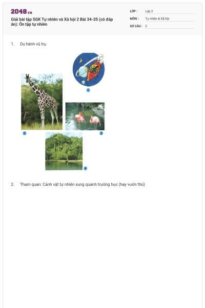 Giải bài tập SGK Tự nhiên và Xã hội 2 Bài 34-35 (có đáp án): Ôn tập tự nhiên