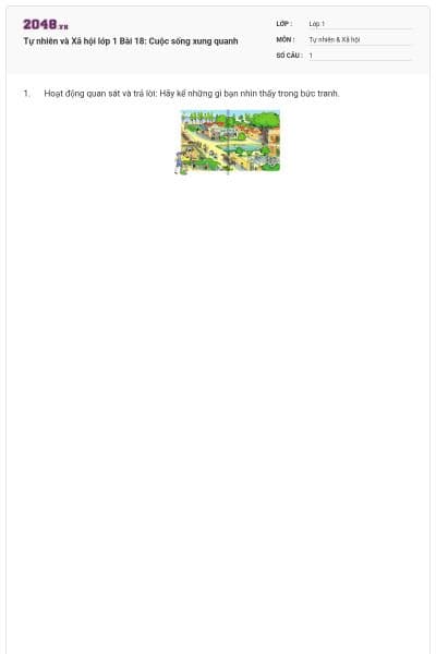 Tự nhiên và Xã hội lớp 1 Bài 18: Cuộc sống xung quanh