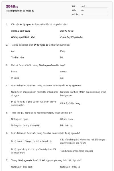 Trắc nghiệm: Đi bộ ngao du