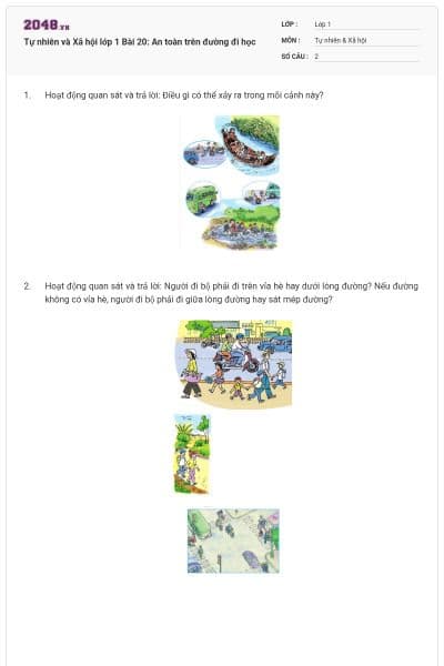 Tự nhiên và Xã hội lớp 1 Bài 20: An toàn trên đường đi học