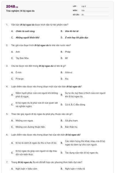 Trắc nghiệm: Đi bộ ngao du