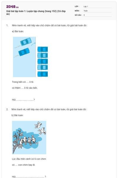 Giải bài tập toán 1: Luyện tập chung (trang 152) (Có đáp án)
