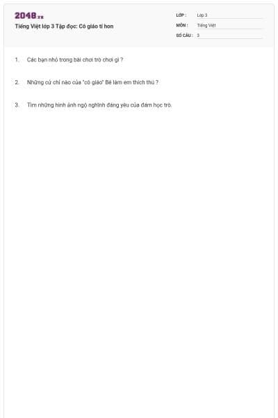 Tiếng Việt lớp 3 Tập đọc: Cô giáo tí hon