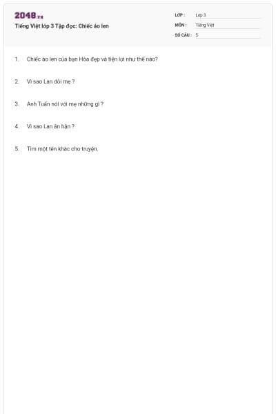 Tiếng Việt lớp 3 Tập đọc: Chiếc áo len