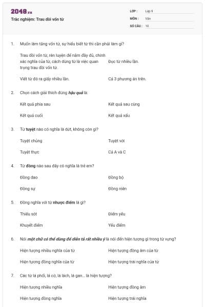 Trắc nghiệm: Trau dồi vốn từ