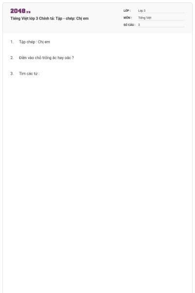 Tiếng Việt lớp 3 Chính tả: Tập - chép: Chị em