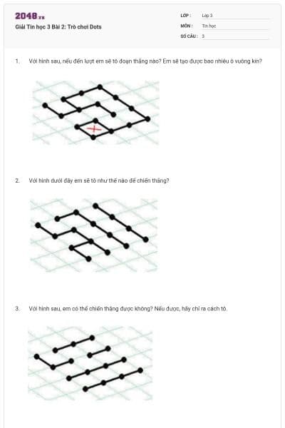 Giải Tin học 3 Bài 2: Trò chơi Dots