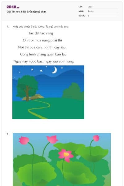 Giải Tin học 3 Bài 5: Ôn tập gõ phím