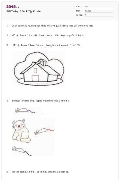 Giải Tin học 3 Bài 1: Tập tô màu