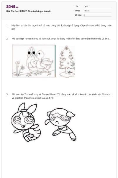 Giải Tin học 3 Bài 2: Tô màu bằng màu nền