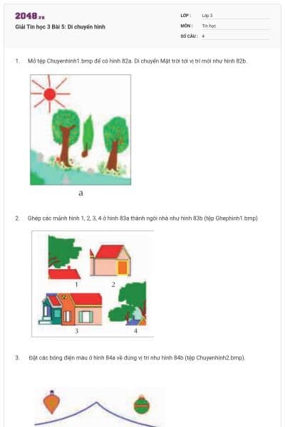 Giải Tin học 3 Bài 5: Di chuyển hình