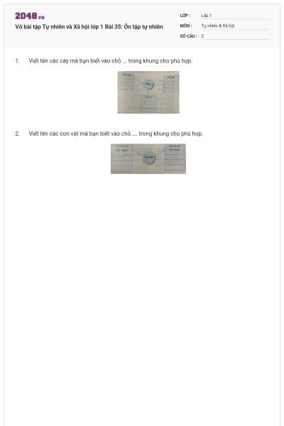 Vở bài tập Tự nhiên và Xã hội lớp 1 Bài 35: Ôn tập tự nhiên