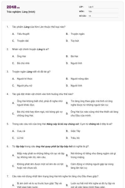 Trắc nghiệm: Làng (trích)