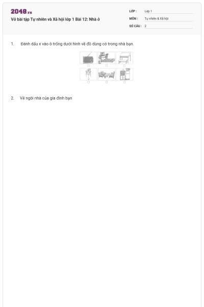 Vở bài tập Tự nhiên và Xã hội lớp 1 Bài 12: Nhà ở