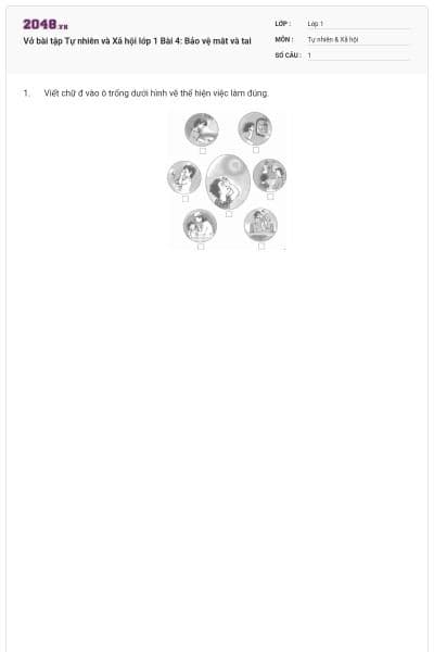 Vở bài tập Tự nhiên và Xã hội lớp 1 Bài 4: Bảo vệ mắt và tai