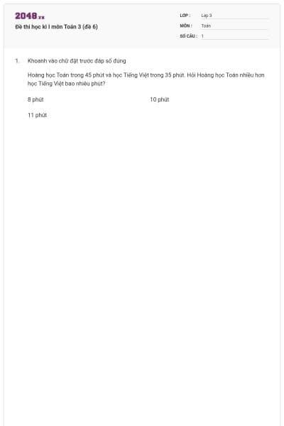 Đề thi học kì I môn Toán 3 (đề 6)