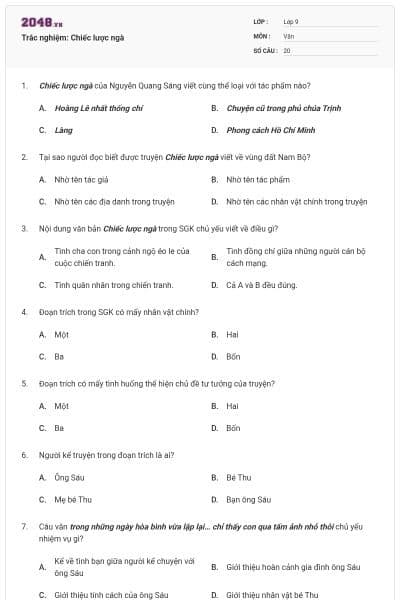 Trắc nghiệm: Chiếc lược ngà