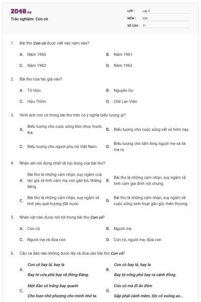 Trắc nghiệm: Con cò